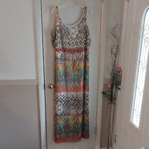 Cato Multi Color Native Print Sleeveless Maxi Summer Dress Sz L